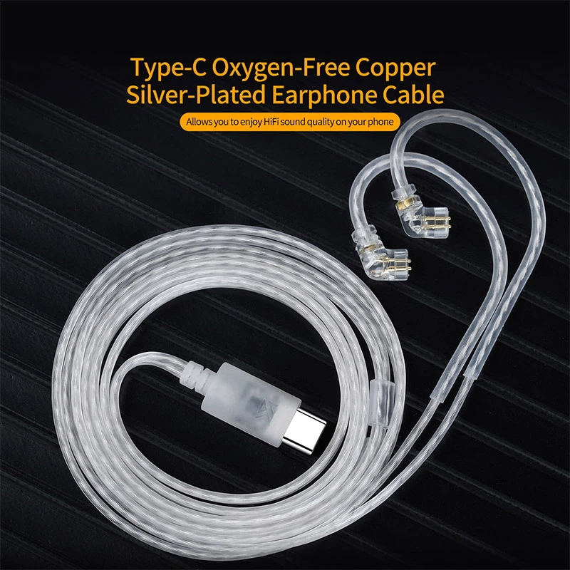 Wired Earphone Mic - KZイヤホンケーブル OFC銀メッキアップグレードケーブル タイプC 2PINケーブル マイクオプション