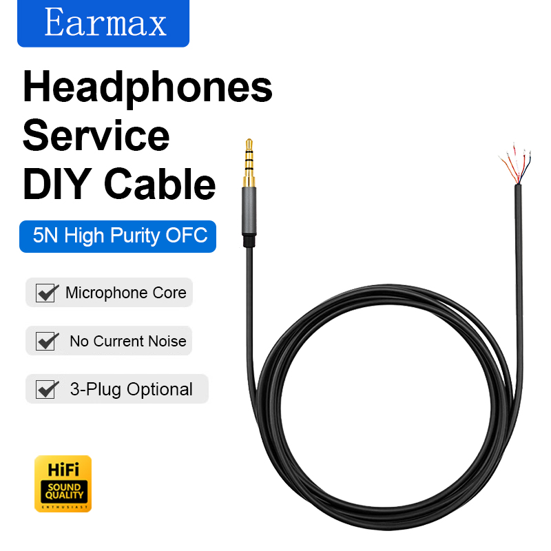 Usb C Earphone - マイク付きヘッドセットケーブル,5コア,純銅,usb-a, 3.5mm,交換用,コンピューターゲーム用