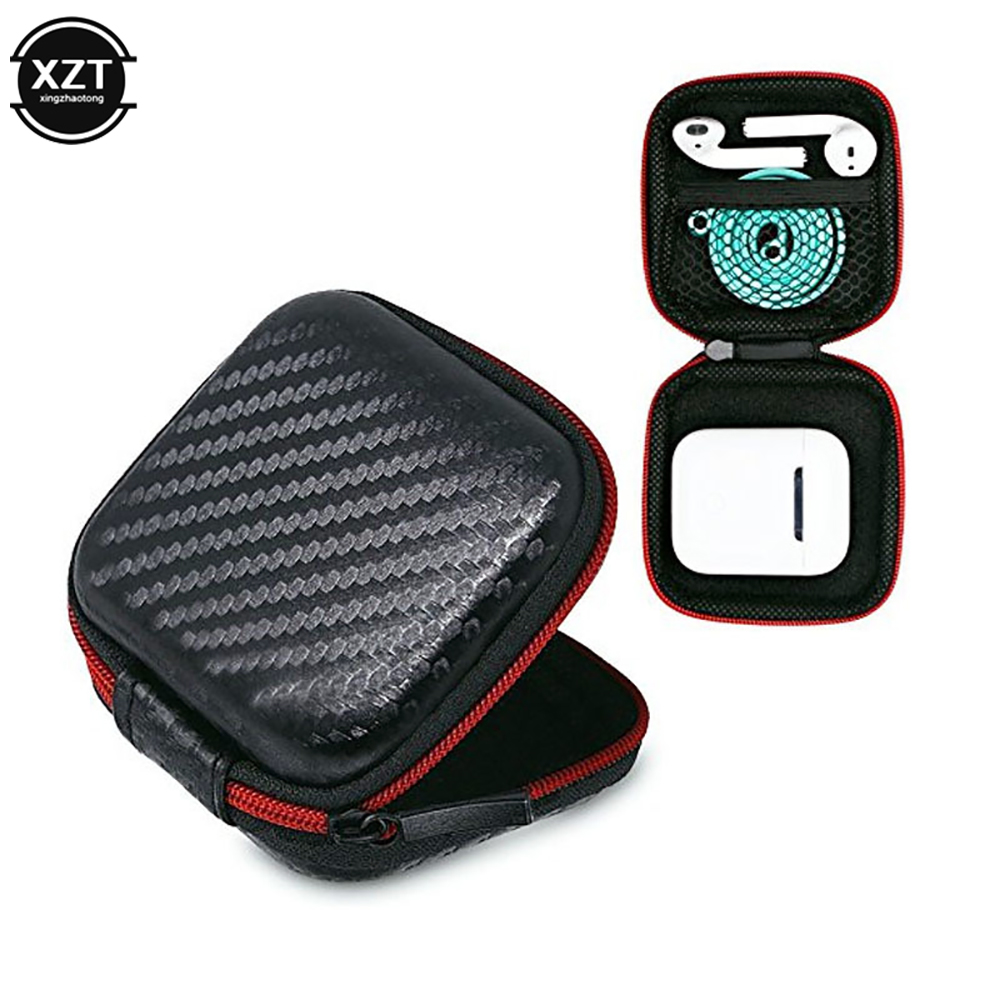 Headphone Case Hard - マイクとケース付きの正方形のジッパー式ヘッドセット,SDカード用の収納ボックス,耐湿性,耐湿性