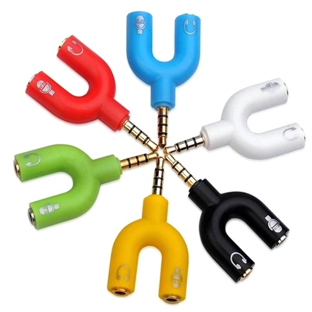 1PC デュアル 3.5 ミリメートル U タイプアダプタヘ - Wired Earphone Mic のレビューと価格