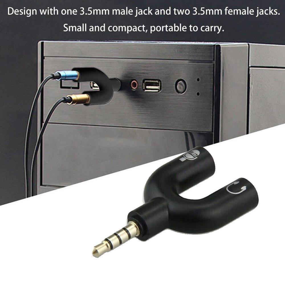 1PC デュアル 3.5 ミリメートル U タイプアダプタヘ - Wired Earphone Mic のレビューと価格